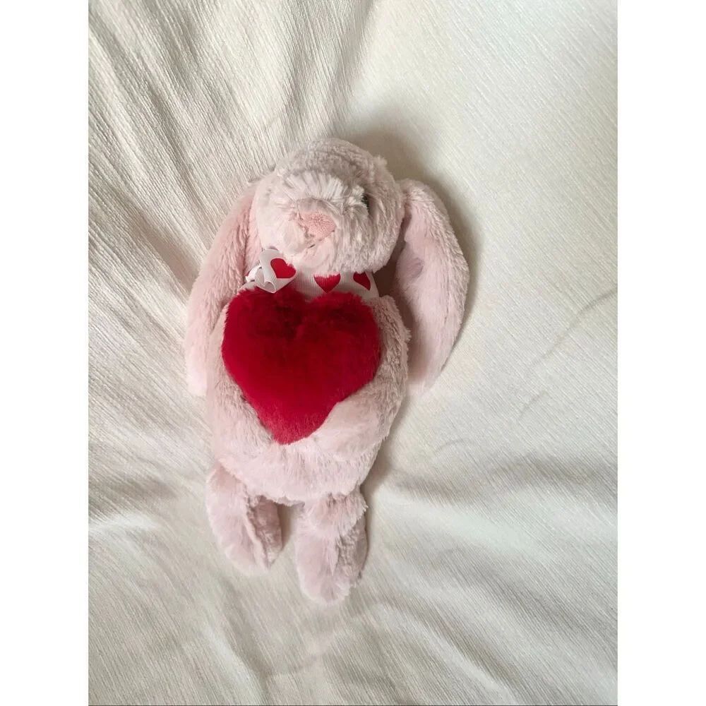 Snug pink Valentine’s Day bunny with red heart - NWOTs
